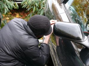 alcoholic breaking into car